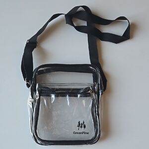 GreenPine Clear Crossbody Bag with Black Trim